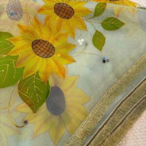 Hand painted organza duppata