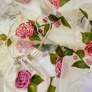 Hand painted organza dupatta